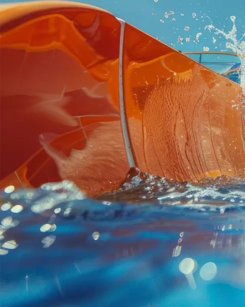 Wellenbreitrutsche im Freibad Mirador mit Wassersplash