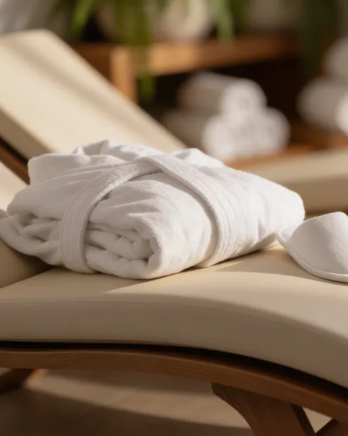 Bademantel auf Liegen im Ruheraum Mirador des Saunabereichs